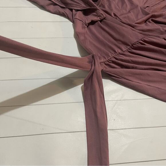 NWT Dusty‎ Purple Short Sleeve Faux Wrap Ruffle Midi Dress Women’s Size XXL - Picture 6 of 12